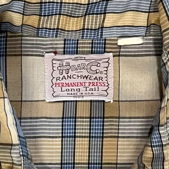 Vintage H Bar C Mens Ranchwear Pearl Snap Western Long Tail Shirt USA Large - Picture 3 of 7